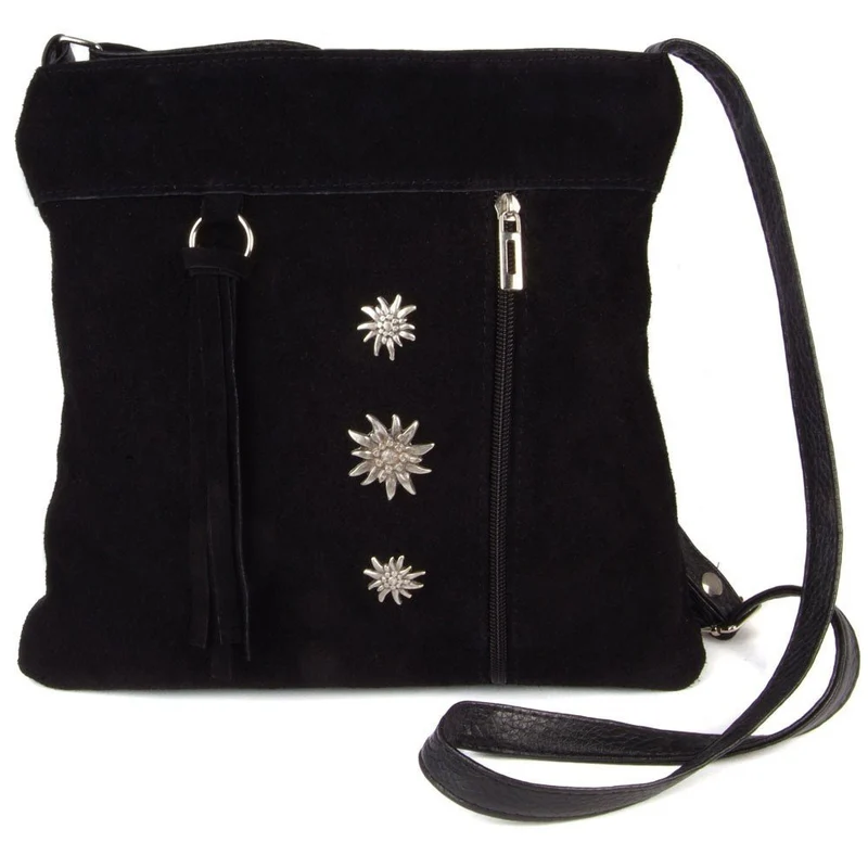 Wildleder-Schultertasche schwarz