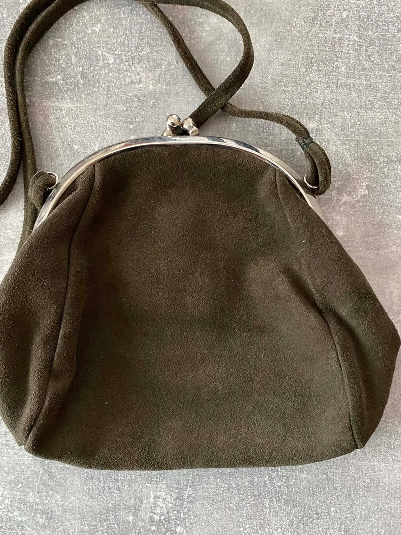 Vintage Trachten-Handtasche Grün mit Edelweiß-Herz