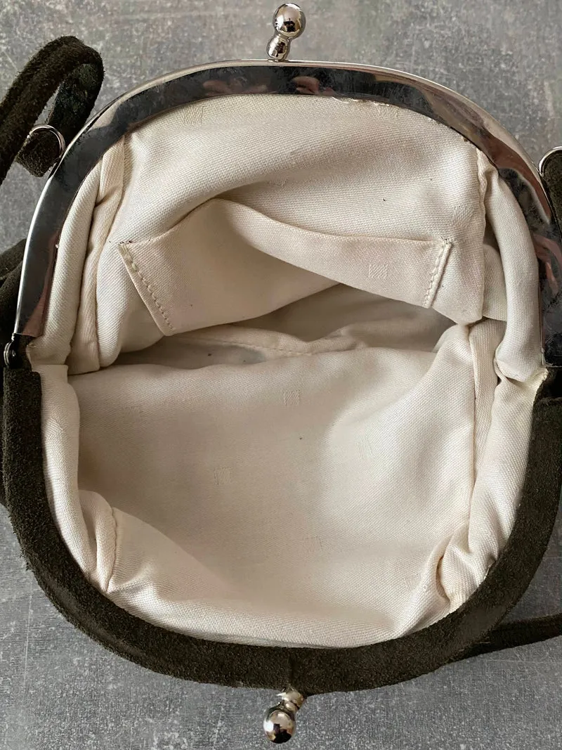 Vintage Trachten-Handtasche Grün mit Edelweiß-Herz