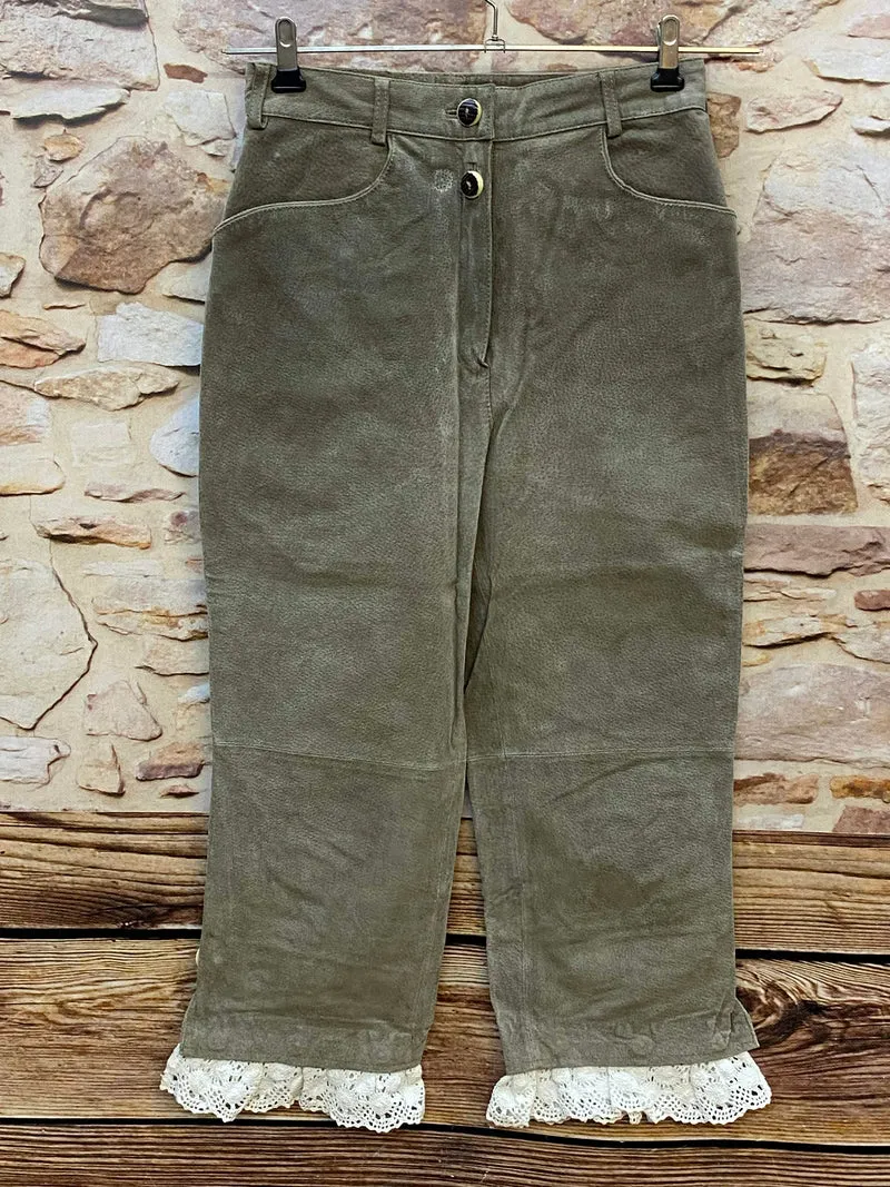 Vintage Trachtenlederhose Damen Gr. 36 mit Spitze