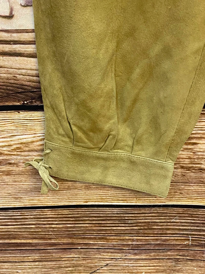 Vintage Damen Kniebundlederhose Gr. 42 oliv – 3/4-Länge