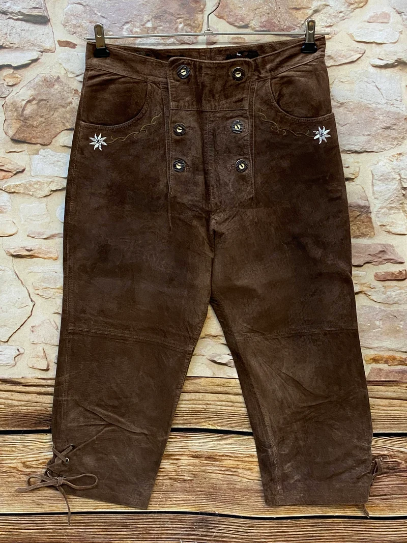 Damen Trachtenlederhose Kniebund Gr. 38 braun Edelweiß