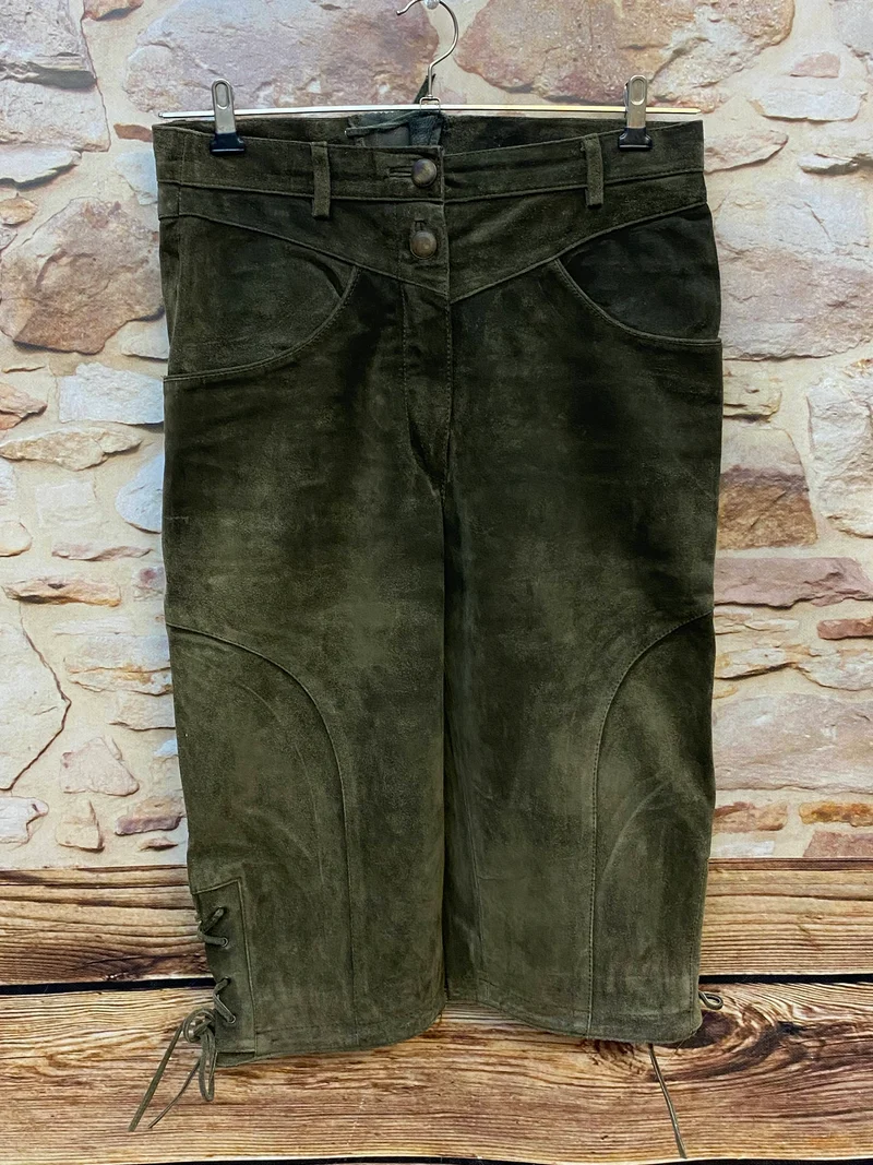 Damen Trachtenlederhose 3/4 Gr. 40 olivgrün