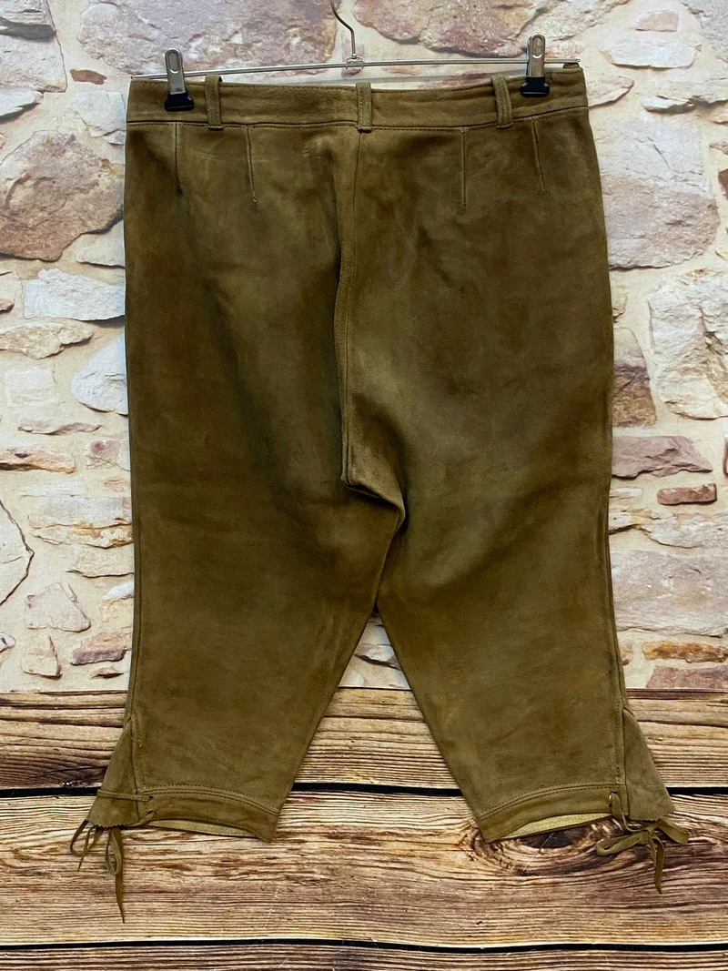 Damen Trachtenlederhose 3/4 Vintage Gr. 40 Braun mit Stickerei