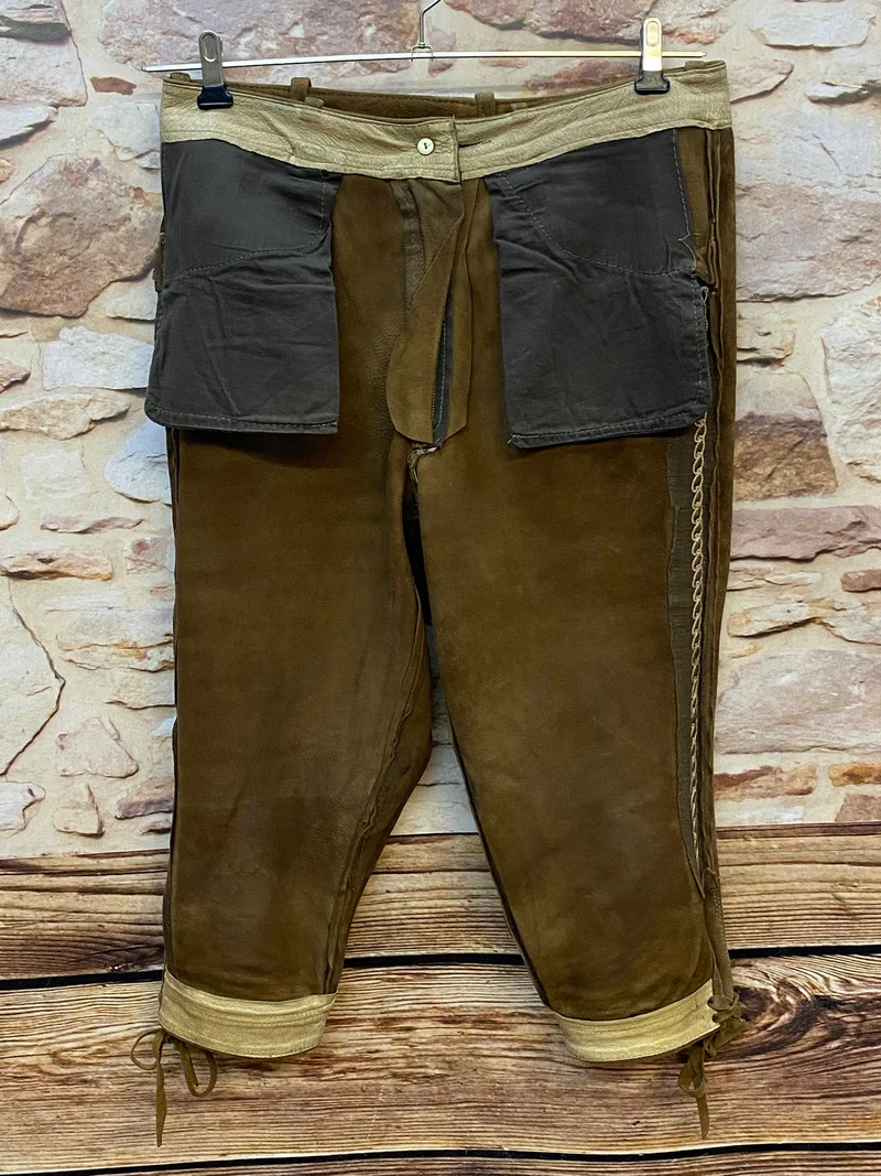 Damen Trachtenlederhose 3/4 Vintage Gr. 40 Braun mit Stickerei