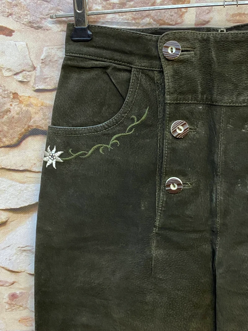 Vintage Damen Kniebundlederhose Gr. 36 – Dunkelgrün