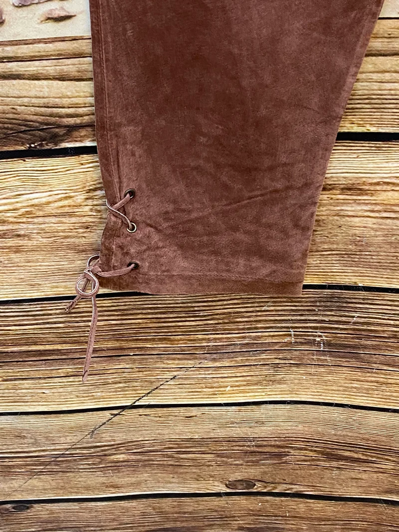 Vintage Damen Kniebundlederhose Rotbraun – Gr. 40