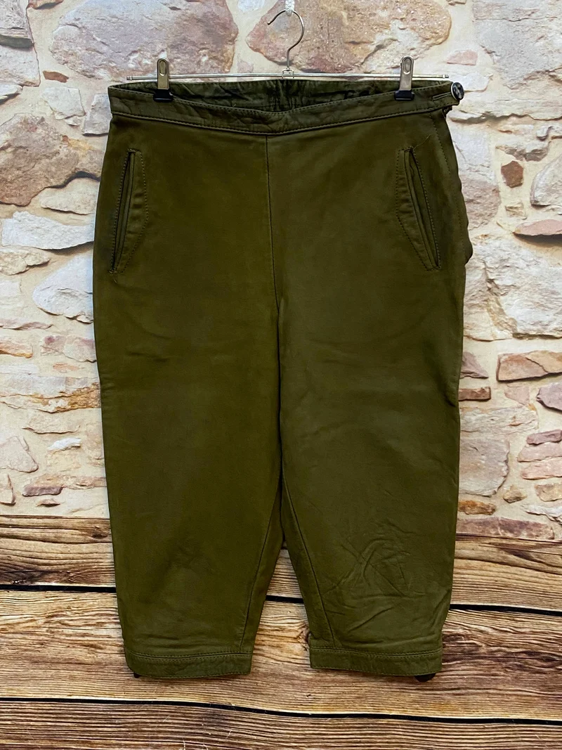 Vintage Damen Kniebundlederhose Olivgrün – ca. Gr. 44
