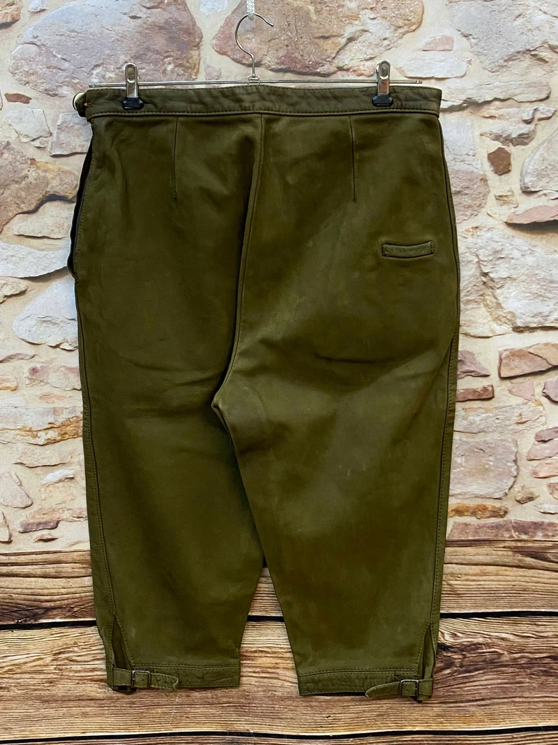 Vintage Damen Kniebundlederhose Olivgrün – ca. Gr. 44