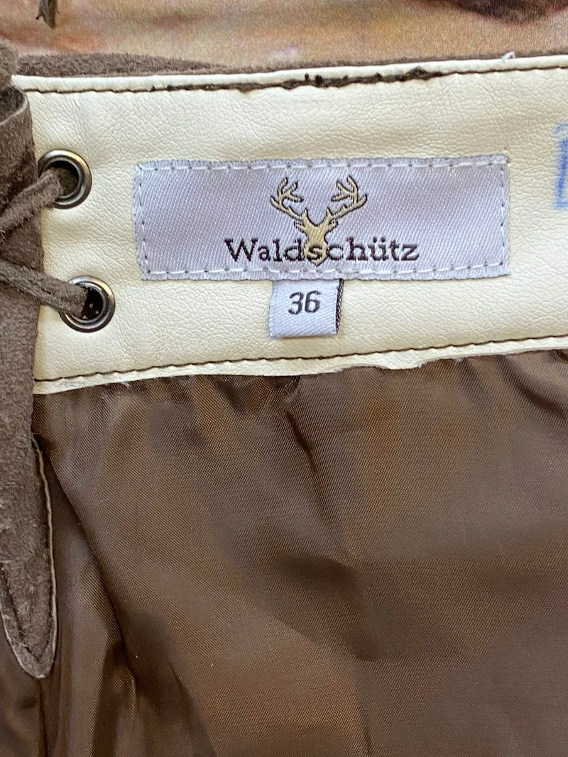 Kurze Vintage Damen Lederhose Waldschütz – Gr. 36