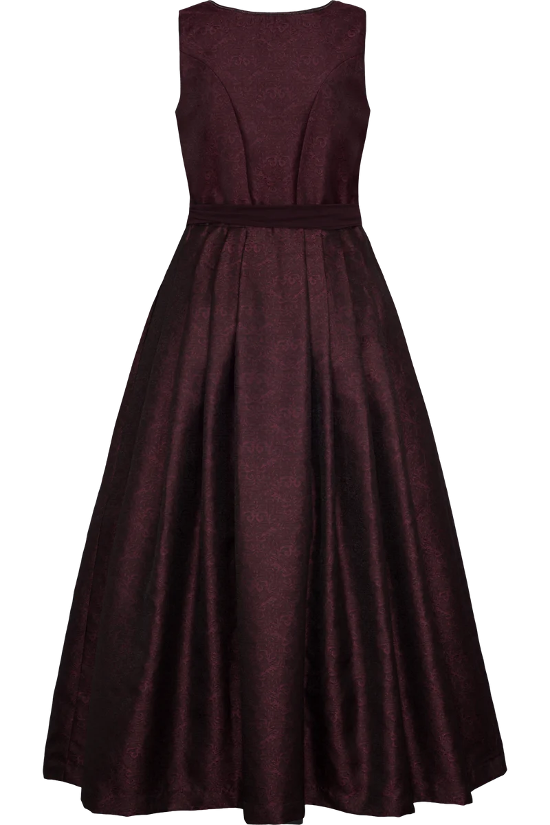 Langes Dirndl monochrom mit Jacquardmuster - bordeaux