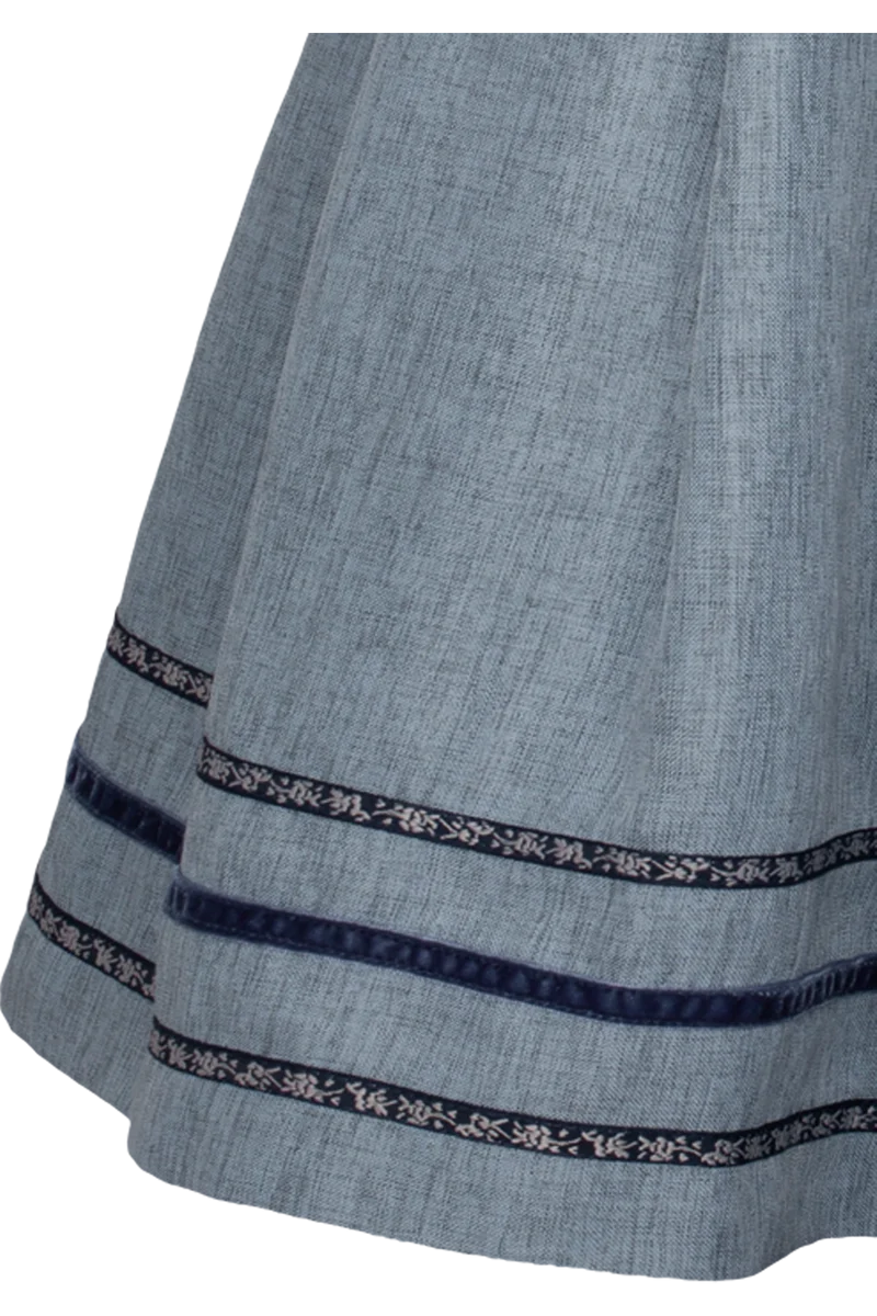 Trachtenrock kurz mit Zierbändern - blau