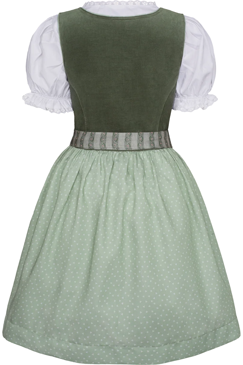 Kinderdirndl mit Cord und mit Bluse - grün
