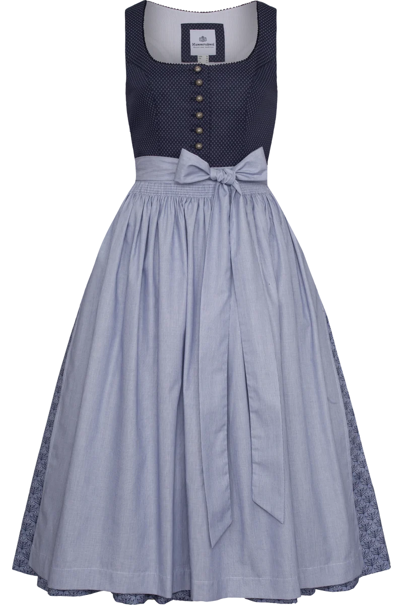 Langes Baumwolldirndl gemustert - dunkelblau