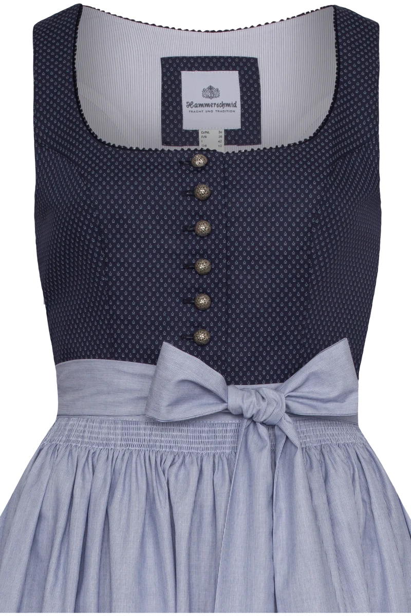 Langes Baumwolldirndl gemustert - dunkelblau