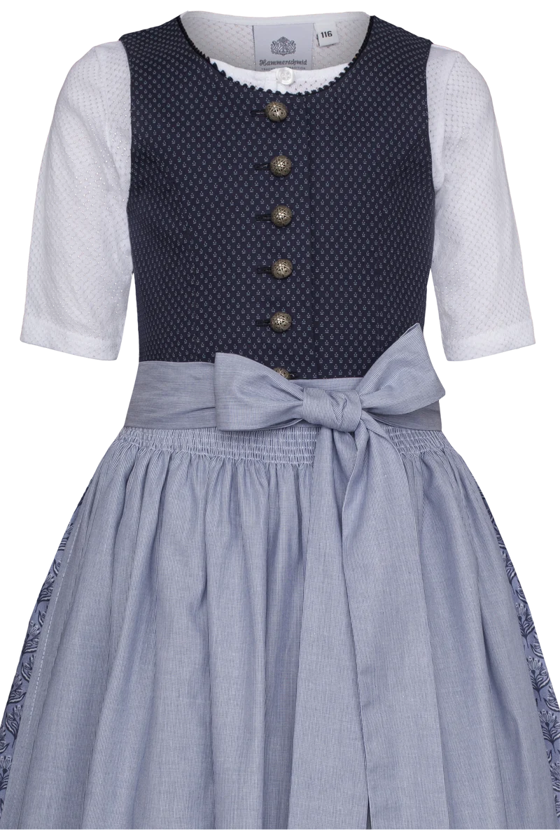 Kinder Baumwolldirndl mit Bluse - dunkelblau