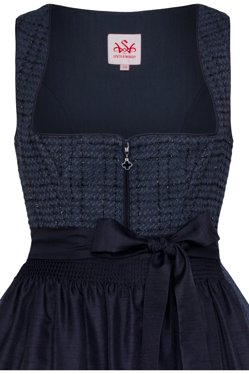 Midi-Dirndl mit glänzendem Strukturmieder Kobra 70cm - dunkelblau