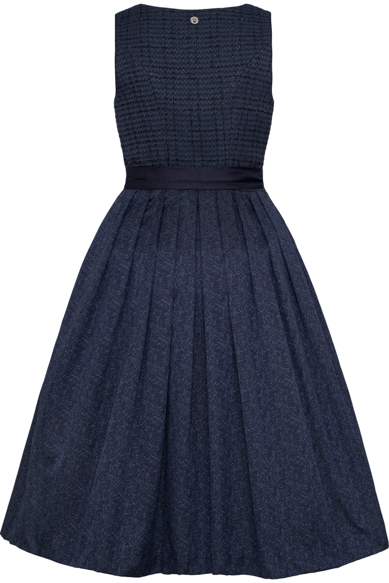 Midi-Dirndl mit glänzendem Strukturmieder Kobra 70cm - dunkelblau