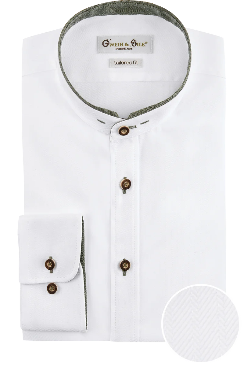 Herren Trachtenhemd mit Fischgrätmuster Tailored Fit - weiß grün