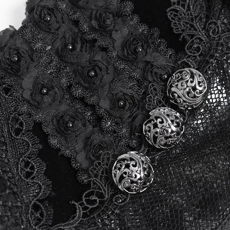 Gothic-Korsett für Damen mit Rüschen, Schnürung, Reißverschluss vorne und Überbrustbereich