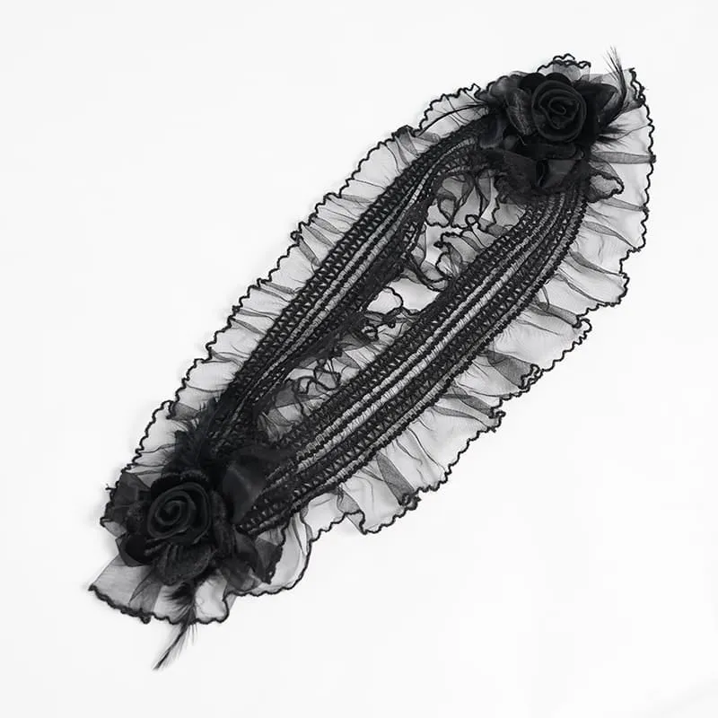 Gothic-Korsett für Damen mit Rosenmuster, Perlen, Quasten, Spitzenbesatz und Schnürung, schwarz-lila