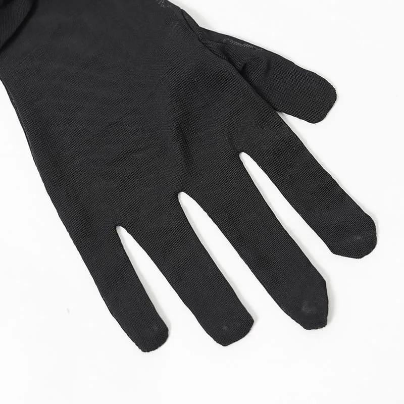 Lange Gothic-Handschuhe für Damen mit gerafftem Mesh-Einsatz
