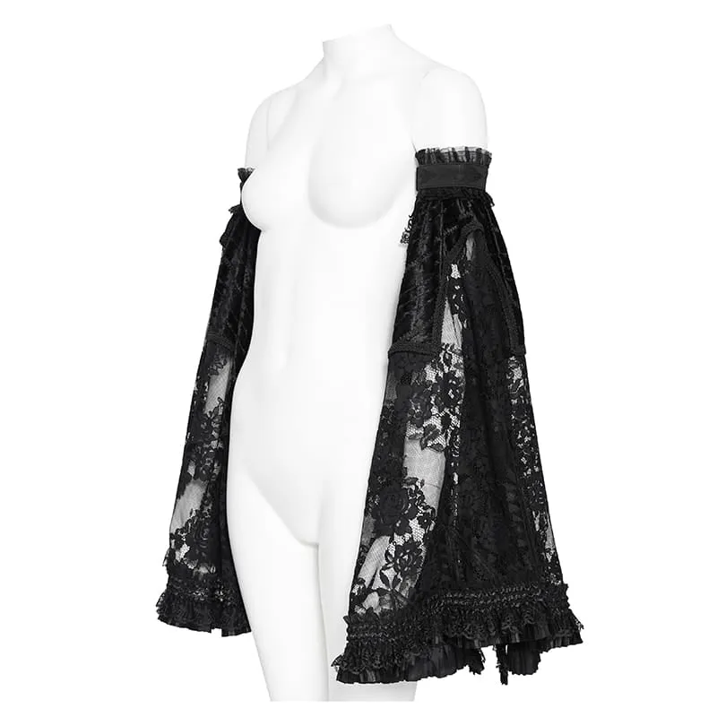 Gothic-Ärmel mit floraler Spitze und Rüschen für Damen