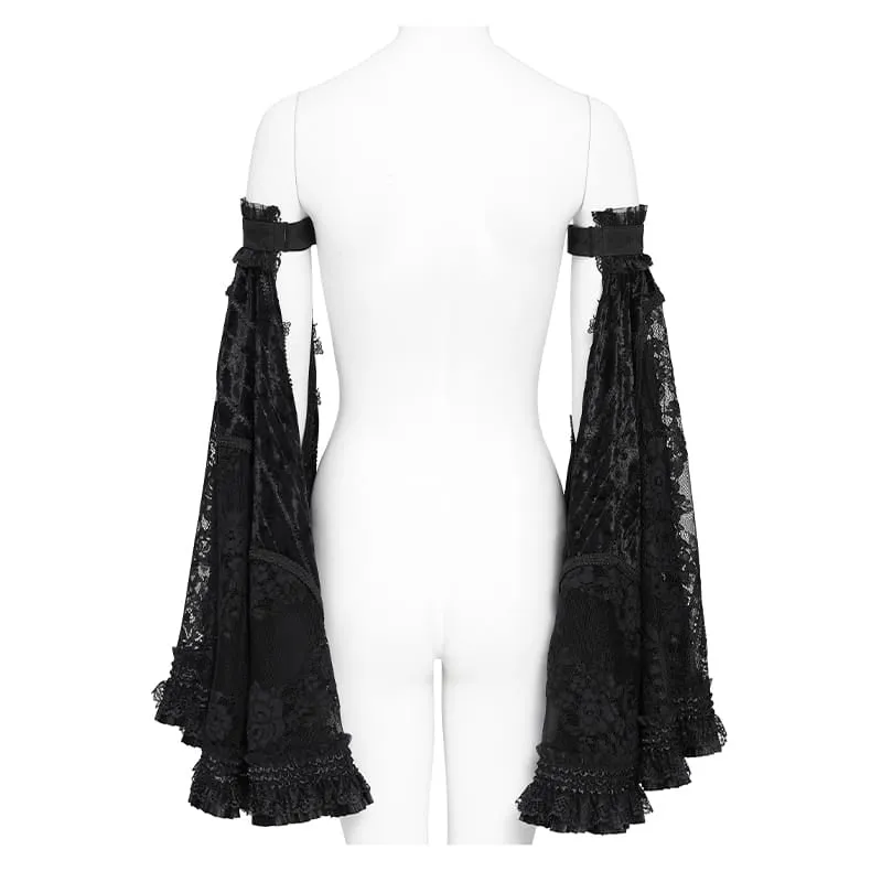 Gothic-Ärmel mit floraler Spitze und Rüschen für Damen