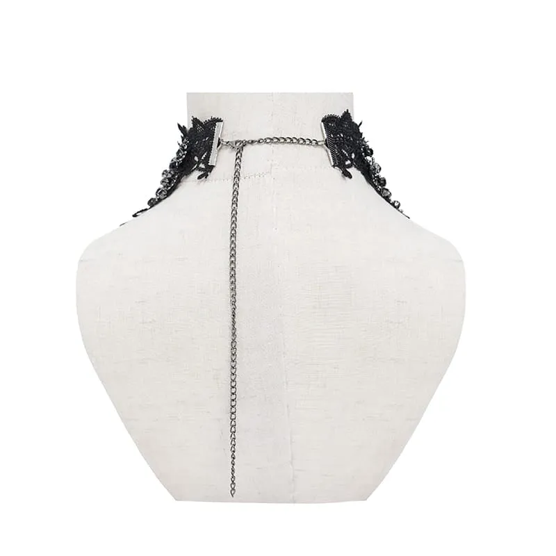 Gothic-Choker für Damen mit Kreuz, mehrlagiger Kette und Spitze