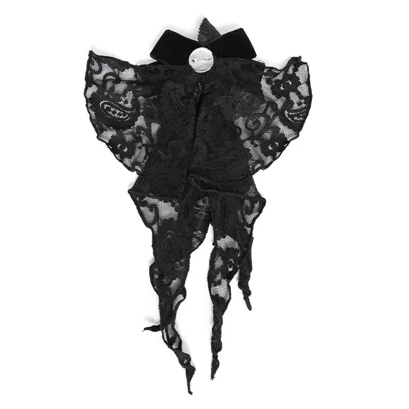 Gothic-Jabot für Damen mit Rosenrüschen aus Spitze