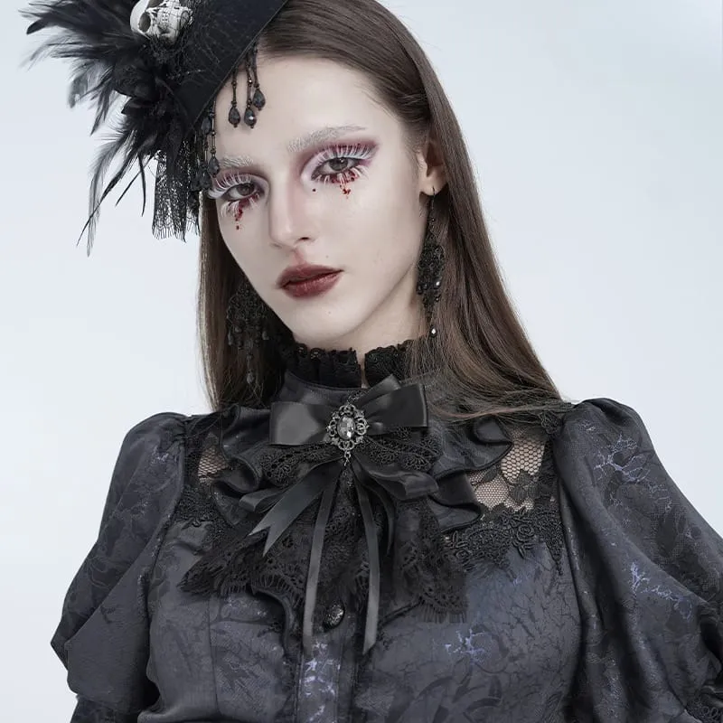 Gothic-Halskette für Damen mit Schleife, floraler Spitze