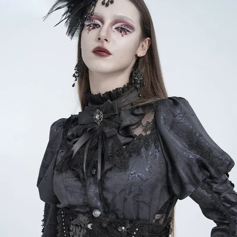 Gothic-Halskette für Damen mit Schleife, floraler Spitze