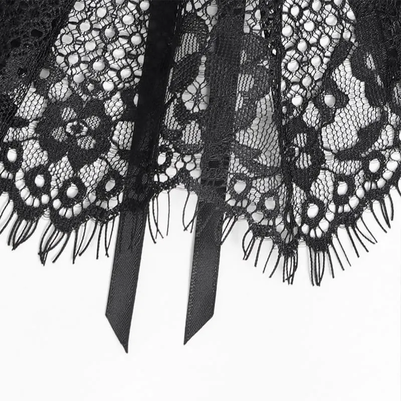 Gothic-Halskette für Damen mit Schleife, floraler Spitze