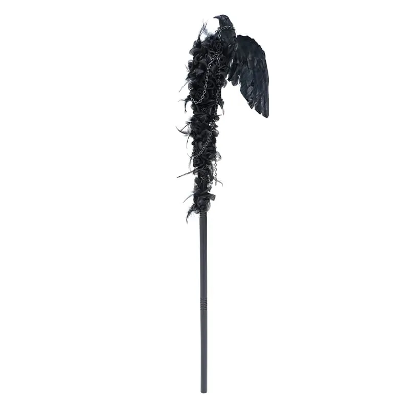 Gothic-Stab für Frauen mit Rabenkreuz, Rose und Kette