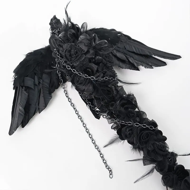 Gothic-Stab für Frauen mit Rabenkreuz, Rose und Kette