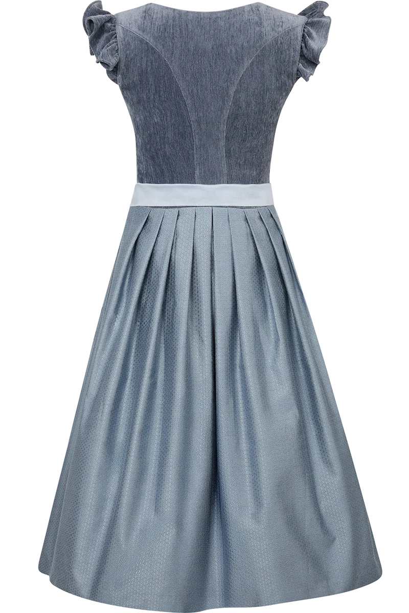 Midi-Samtdirndl mit abnehmbaren Flügelärmeln Hochwinkel 70cm - himmelblau