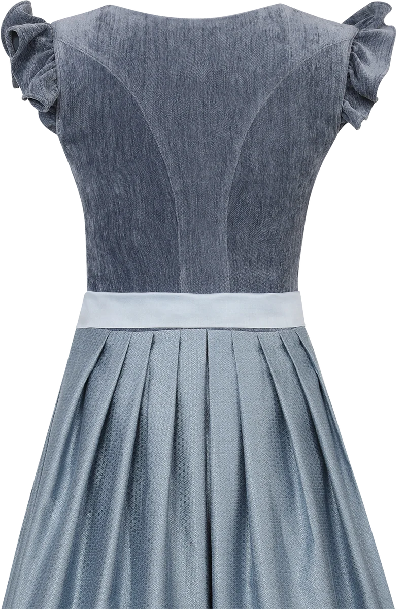 Midi-Samtdirndl mit abnehmbaren Flügelärmeln Hochwinkel 70cm - himmelblau