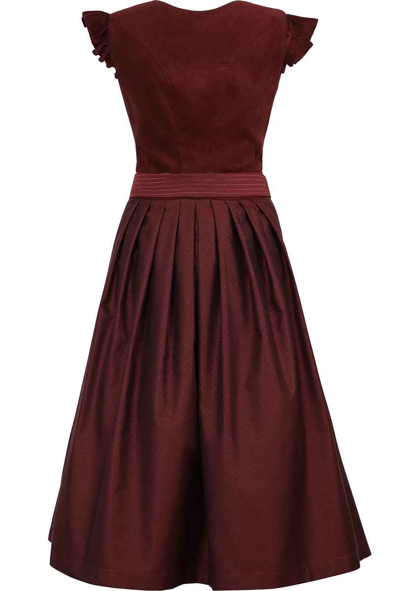 Midi-Corddirndl mit abknöpfbaren Flügelärmeln Ansfelden 70cm - henna