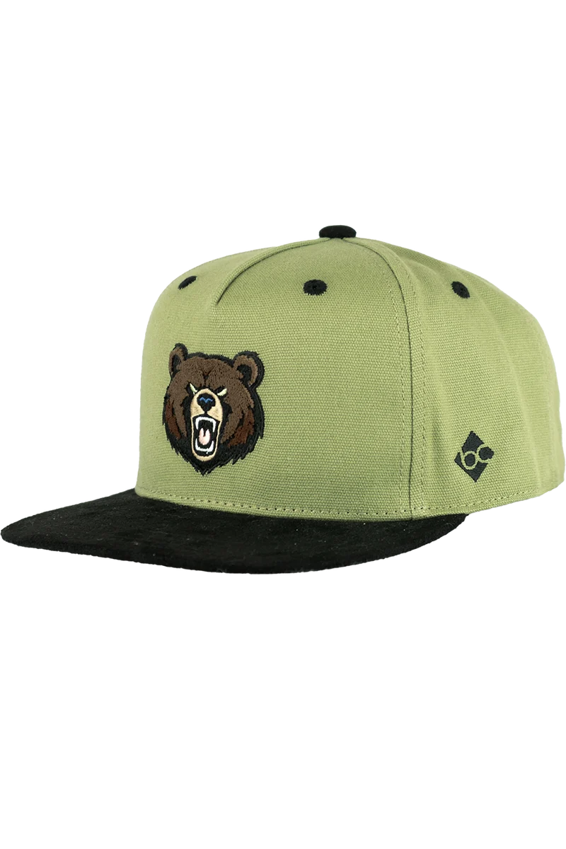 Herren Snapback-Cap mit Bären Stick-Applikation - oliv