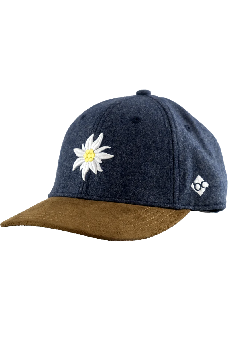 Unisex Flanell-Cap mit 3D-Edelweiß-Stickerei - flanellblau
