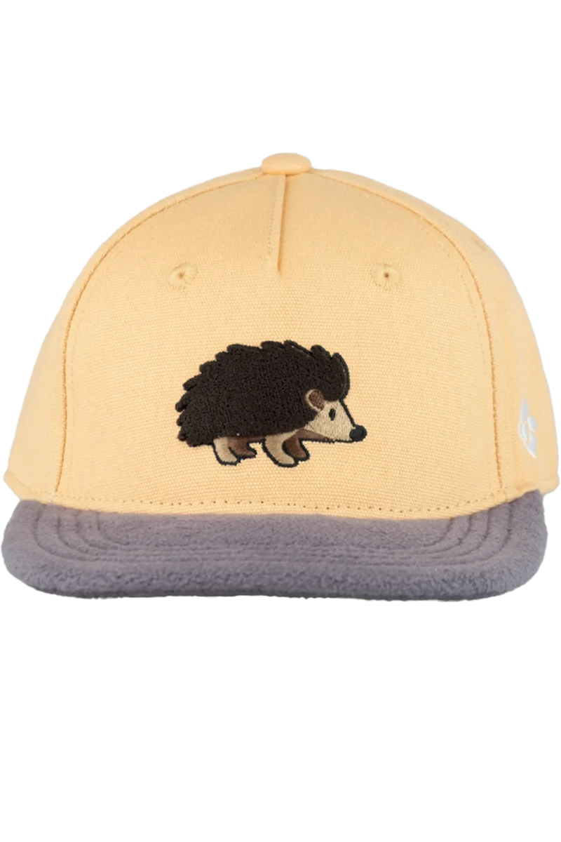 Kinder Cap mit Igel-Applikation und flauschigem Schirm - pfirsich