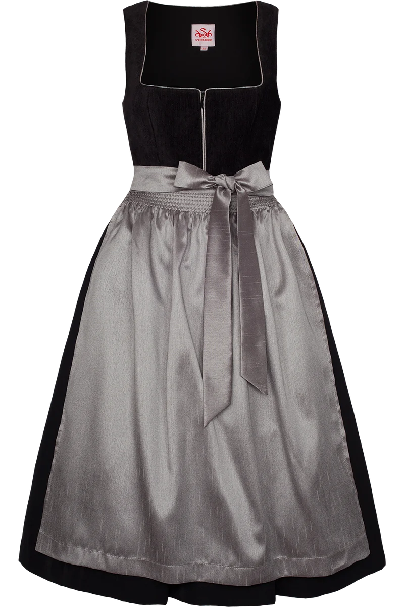 Midi-Samtdirndl mit bequemen Stretch Kathinka 70cm - schwarz