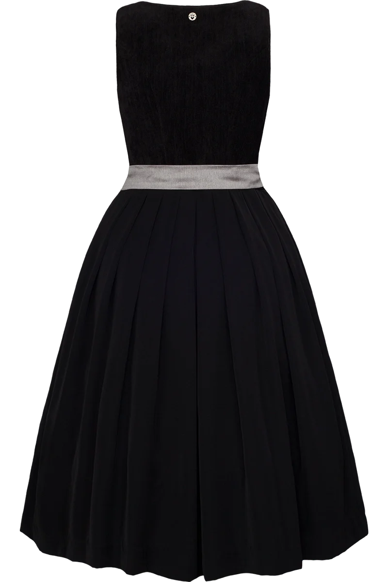 Midi-Samtdirndl mit bequemen Stretch Kathinka 70cm - schwarz