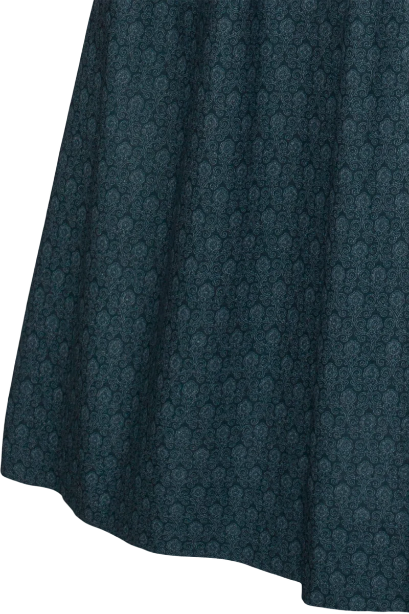 Langes Dirndl mit Wollanteil - blau gemustert