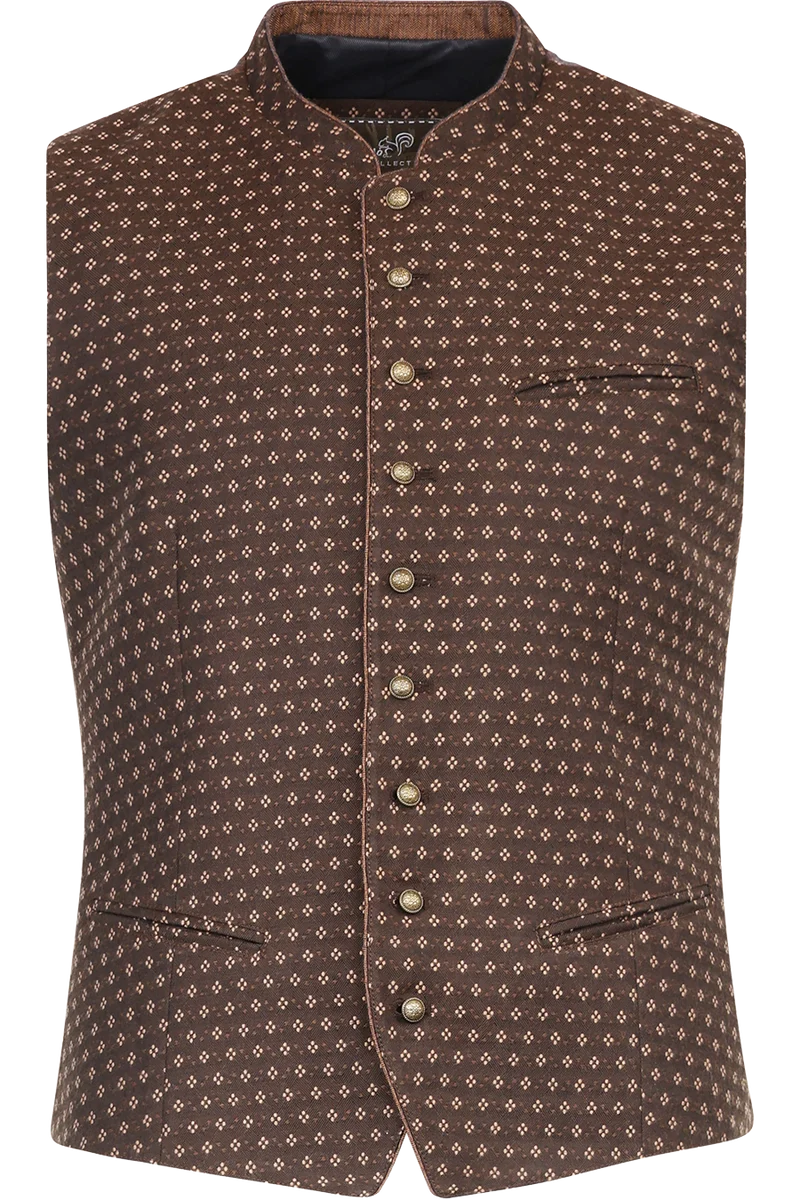 Herren Trachtenweste mit Jacquardmuster - espresso