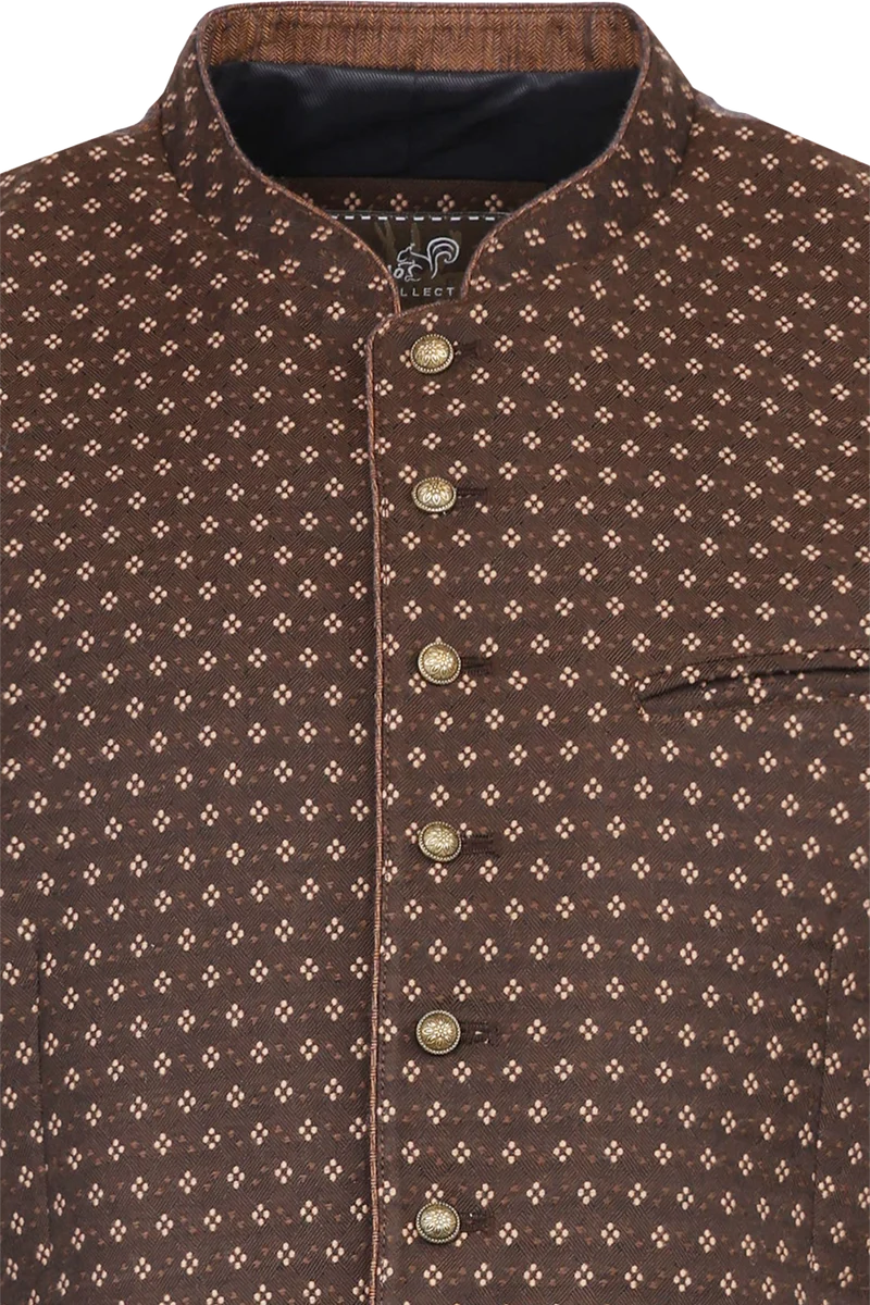 Herren Trachtenweste mit Jacquardmuster - espresso