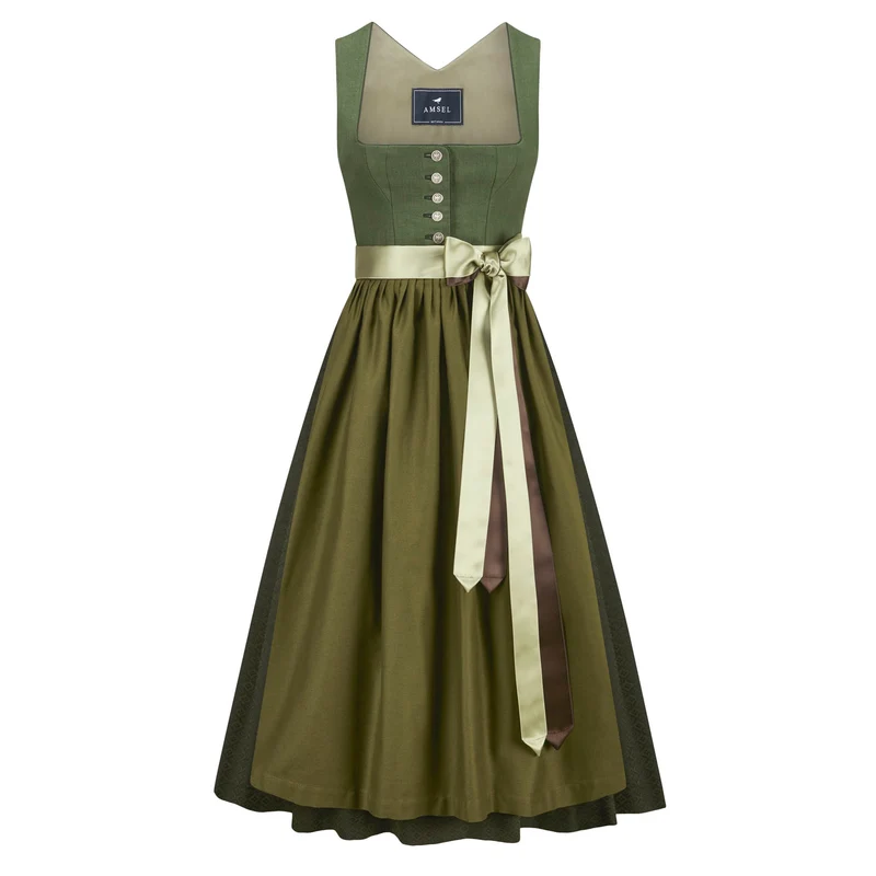 Leinendirndl Theresa Oliv (lang)