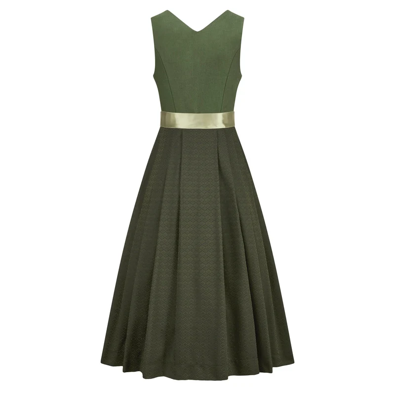 Leinendirndl Theresa Oliv (lang)