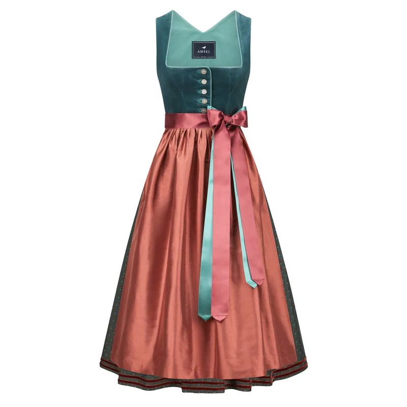 Samtdirndl Mila Türkis (lang)