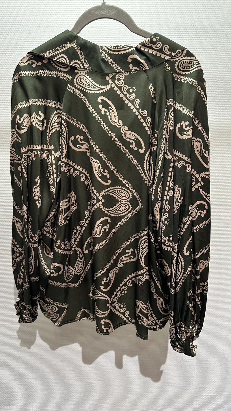 Bluse V Milano dunkelgrün/beige